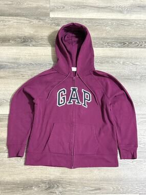 GAP Spellout Logo Purple Zip Up Hoodie Retro Y2K Skater Retro - Women’s XL